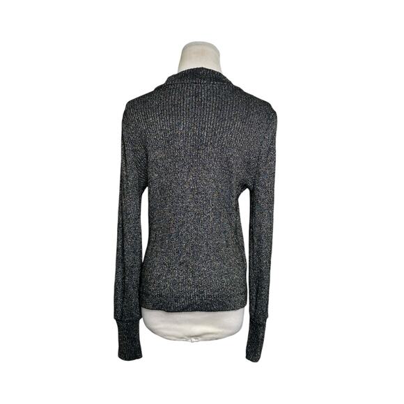 Loft black metallic gold threads long sleeves sweater size Small - Picture 2 of 12